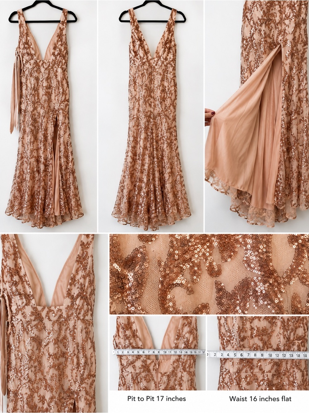 Rose Gold Sequin V-Neck dress